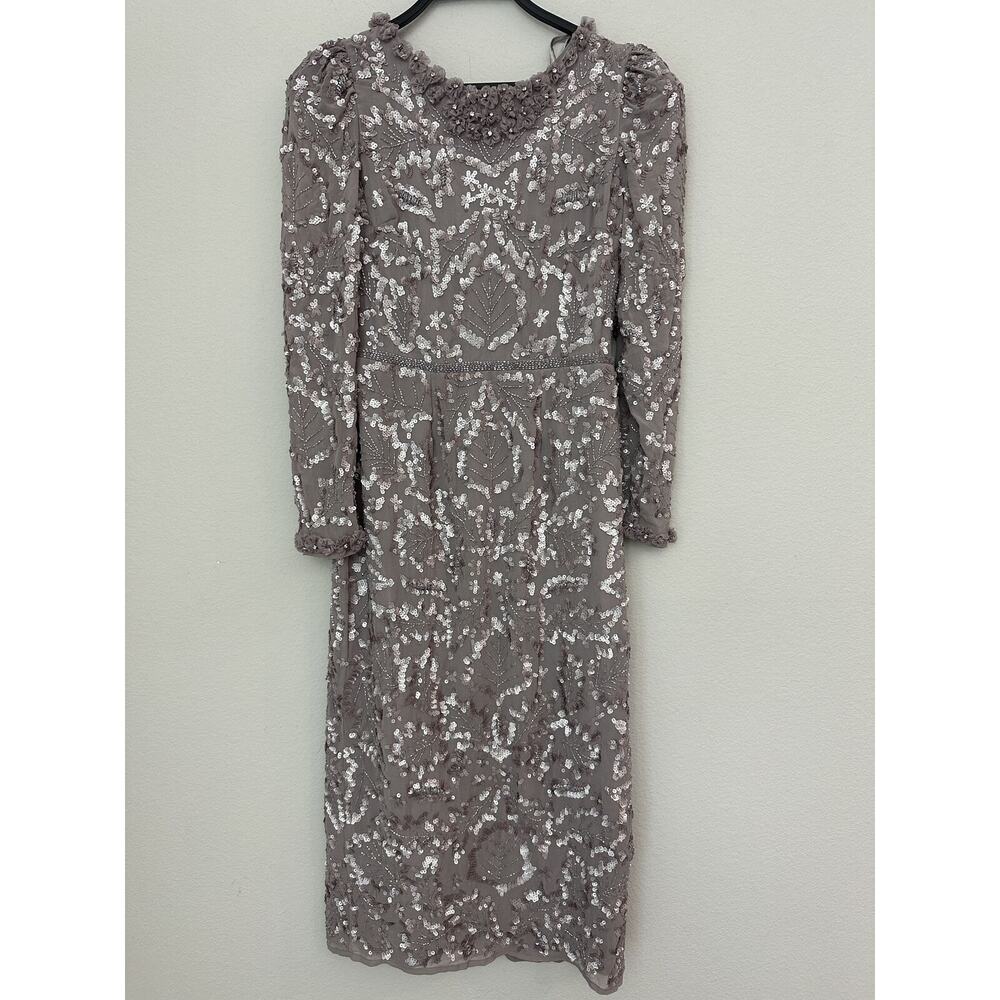 Mac Duggal Pink Long Sleeve Sequin Embellished Cocktail Dress Size 6